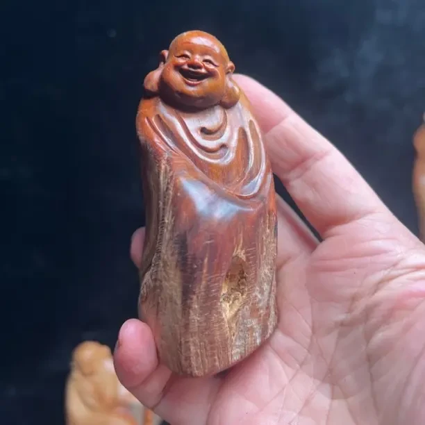 手工雕刻弥勒达摩寿星摆件天然随型根雕