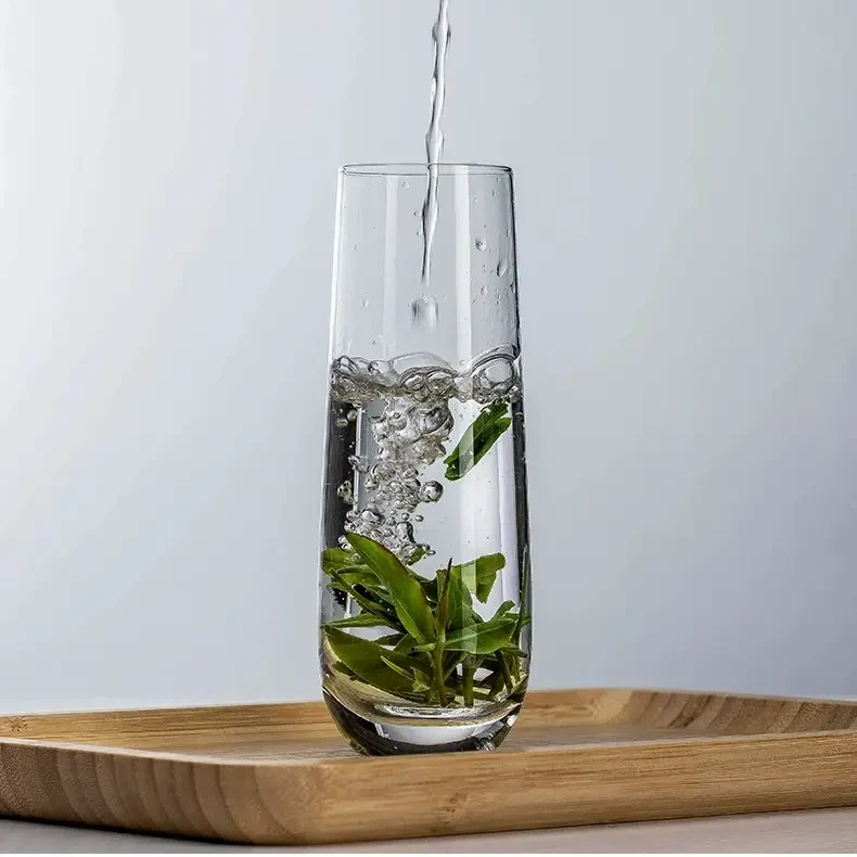 水晶玻璃高款泡茶杯透明滤杯家用耐热水杯绿茶专用玻璃杯观茶杯