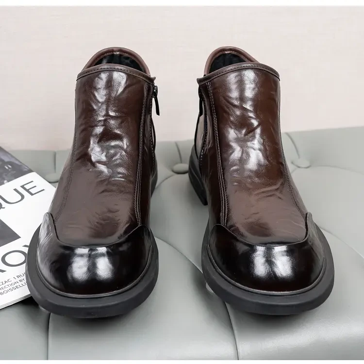 真皮牛皮冬季加绒切尔西靴马丁靴高帮英伦风皮靴百搭舒适85633