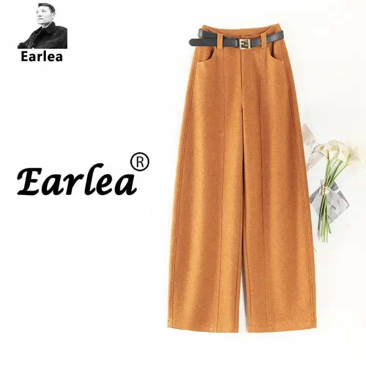 2025秋冬季新品设计师高定刺毛醋酯羊毛时尚高腰休闲裤