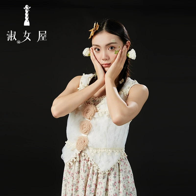 淑女屋官方旗舰店花朵雪纱背心