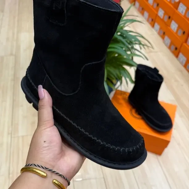 磨砂皮手工鞋中筒时尚棉鞋短靴加厚