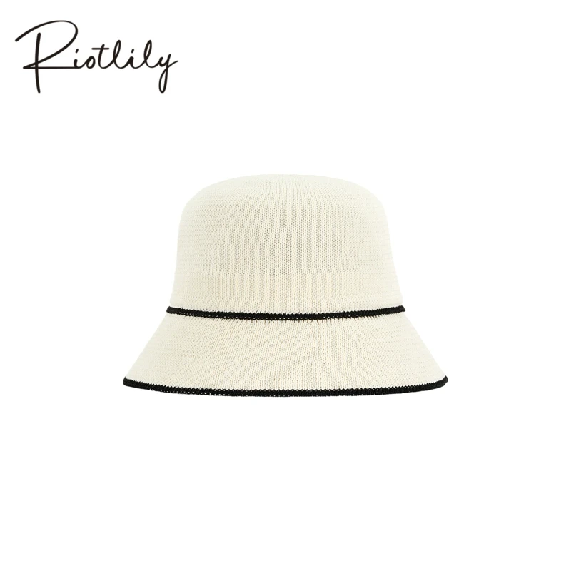 RiotLILY/艾特里里黑白致简法式风黑白优雅配色春季新款渔夫帽