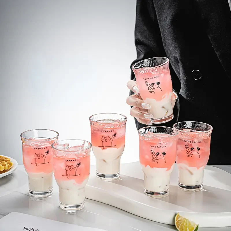 【9点9发6只】ins风网红宽口玻璃杯果汁杯冰美式咖啡杯啤酒杯饮品