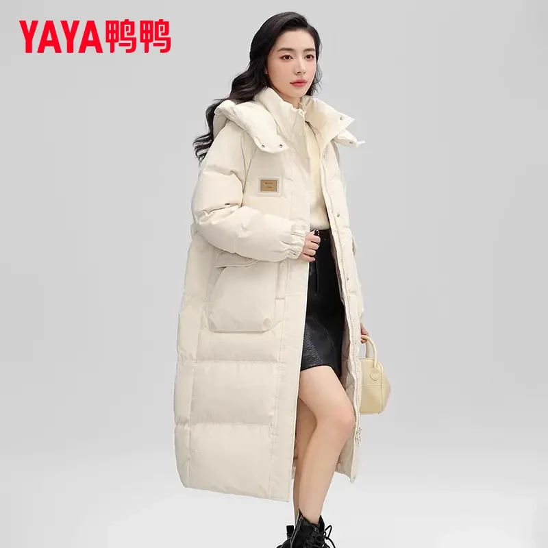 YAYA/鸭鸭羽绒服女长款冬季潮流百搭韩版休闲保暖外套YE2B627621A