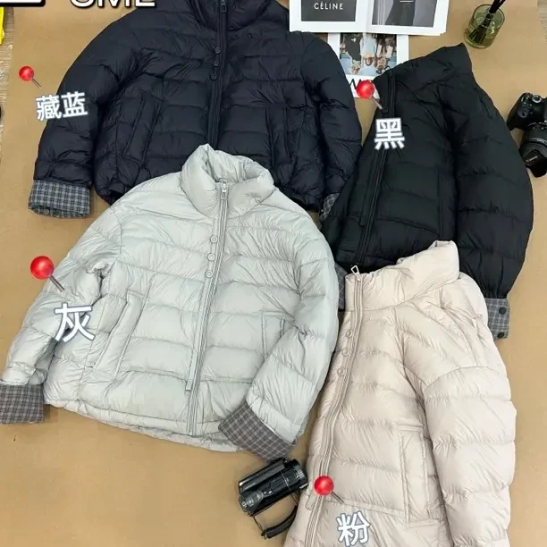 落肩袖中长款厚款常规款立领短款长袖保暖薄款拼接格子85607