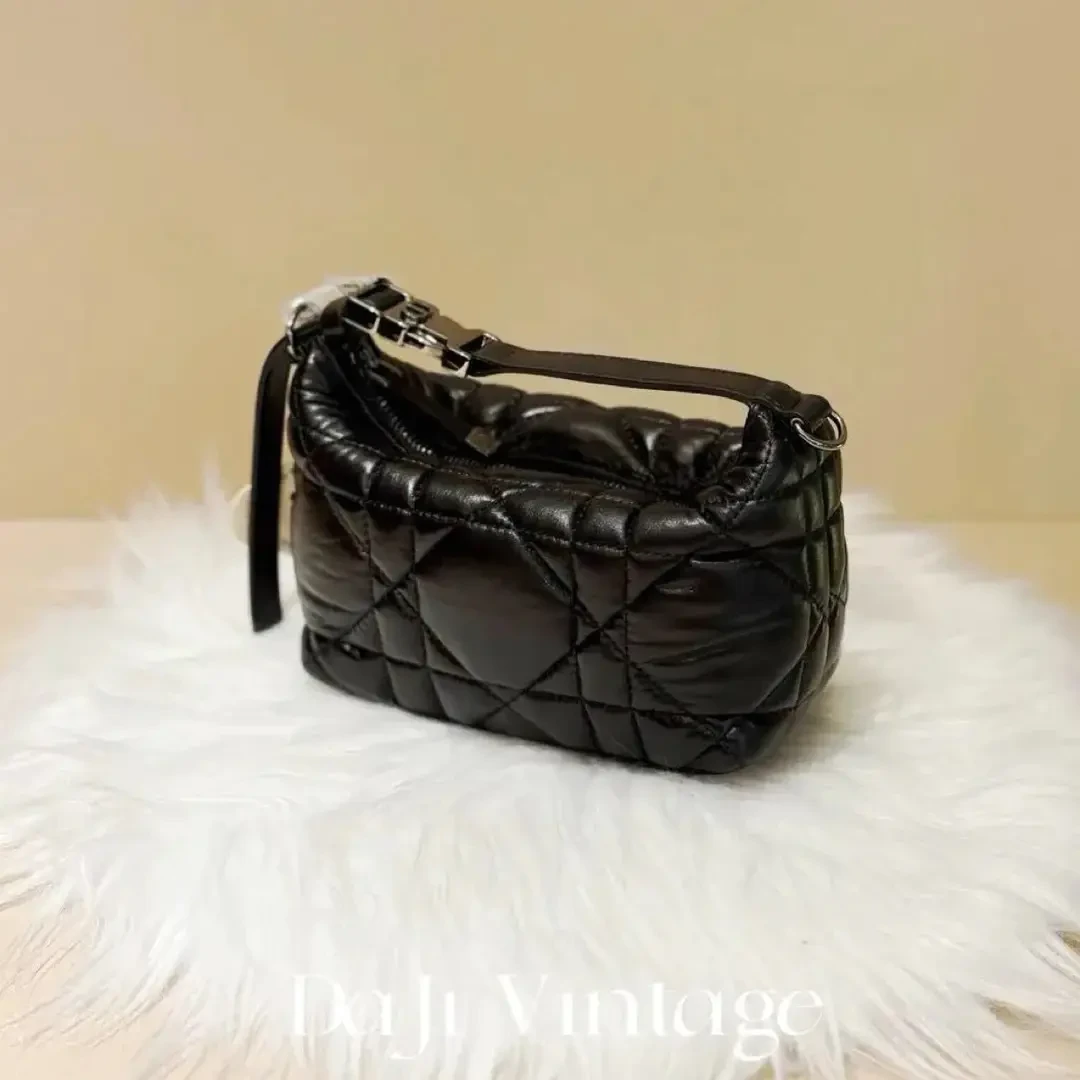 99新 DIOR/迪奥 大吉中古/Dior迪奥Travel黑银饭盒小号手提包