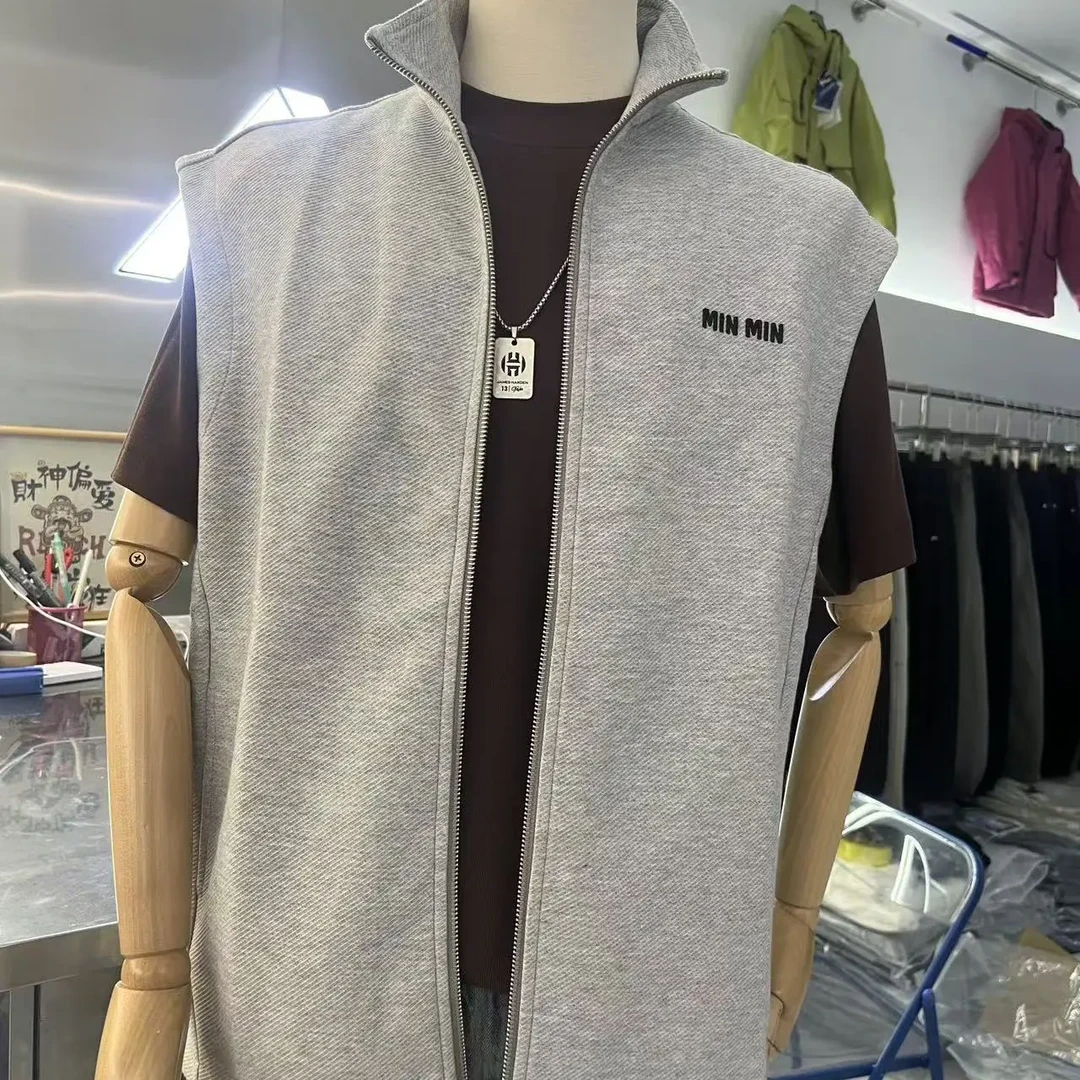 见外包装显瘦连帽橡筋下摆男不沾灰秋季马甲高弹立领男款