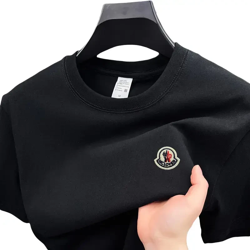 奥莱撤柜蒙家徽标夏季圆领短袖T恤中青年男士高端大牌休闲上衣薄