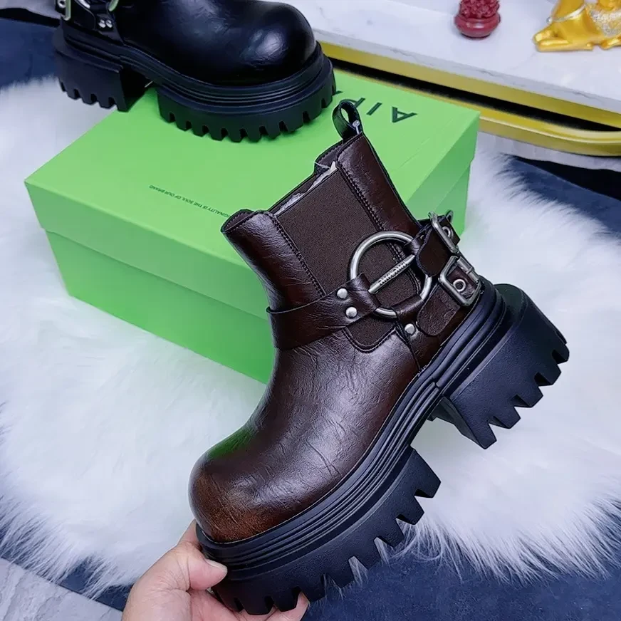 欧货厚底重工烟筒靴