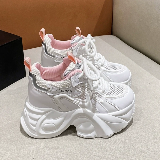内增高老爹鞋女2025新款爆款百搭网面透气厚底休闲运动薄款小白鞋