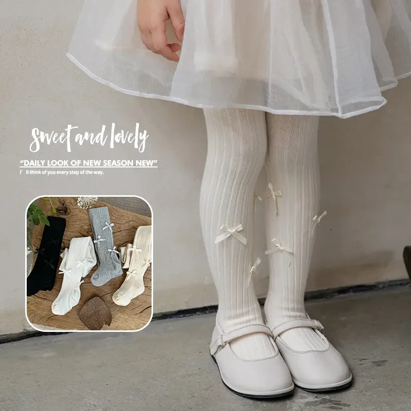 春秋款女童连裤袜儿童外穿百搭蝴蝶结宝宝打底裤