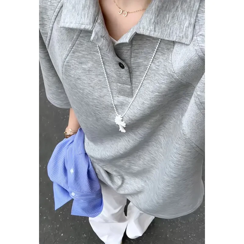 美式复古正肩短袖polo衫男款夏季翻领重磅T恤少年感休闲半袖衬衫