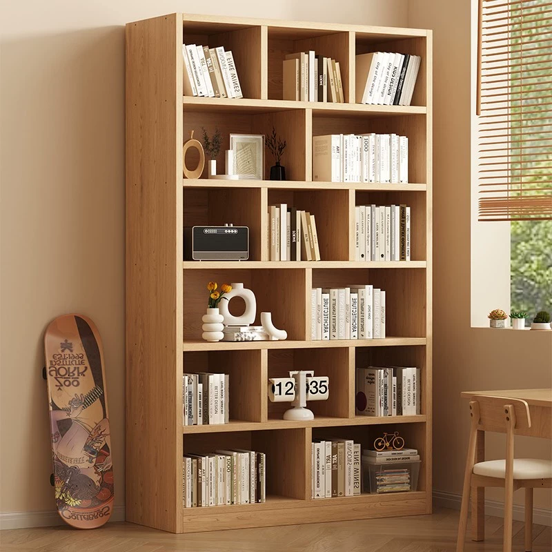 实木书架落地置物架书柜一体靠墙儿童组合整墙家用客厅收纳储物柜