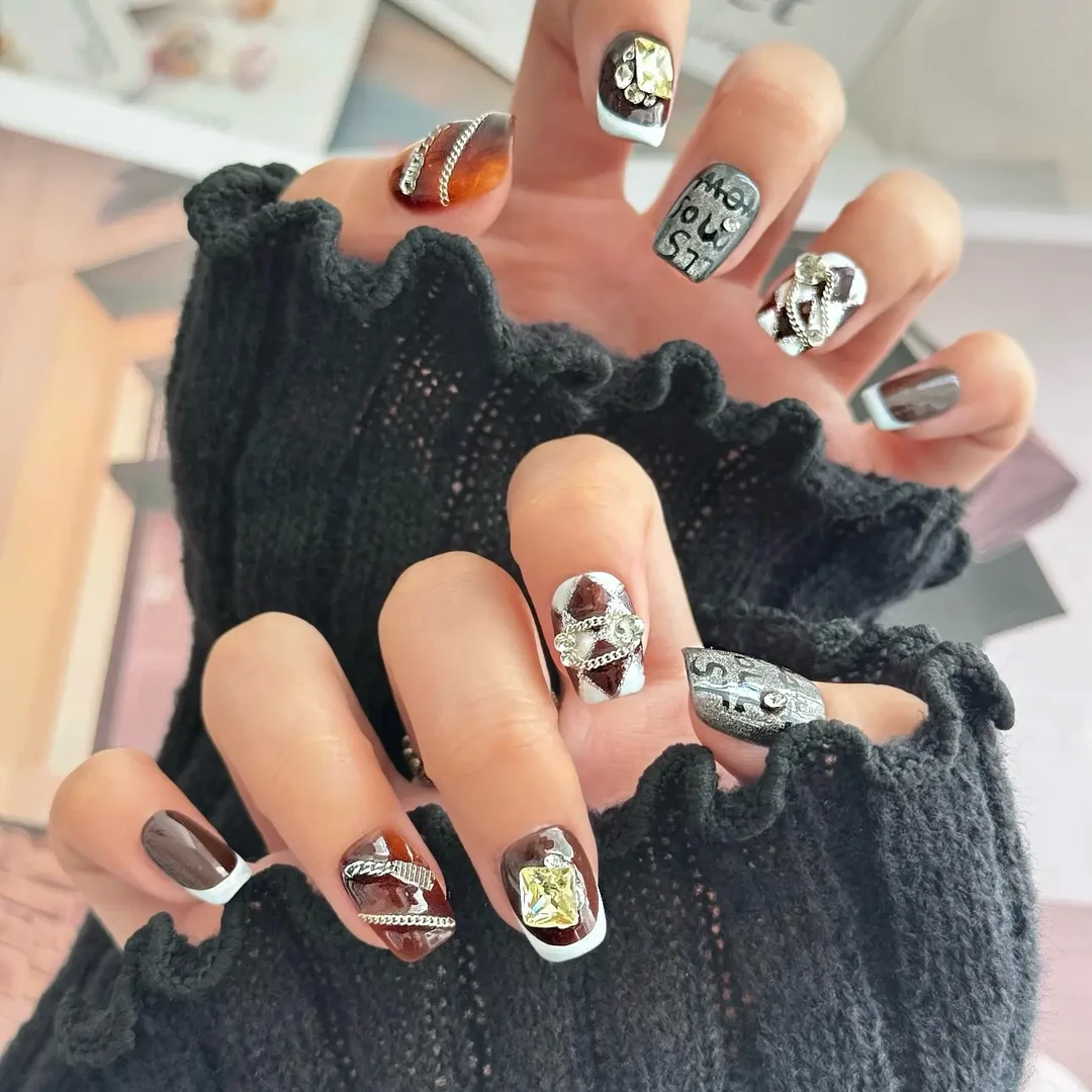 小众ins风轻奢手绘【暮落】手工穿戴甲