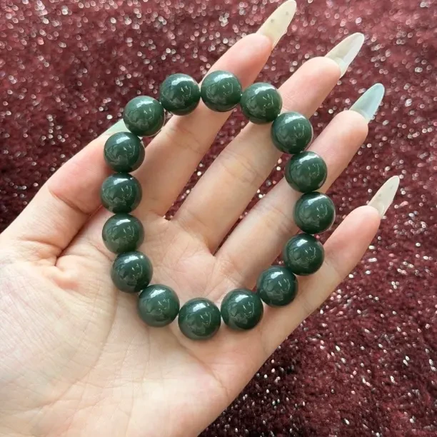 新疆且末和田玉卡12圆珠手串多样性发货
