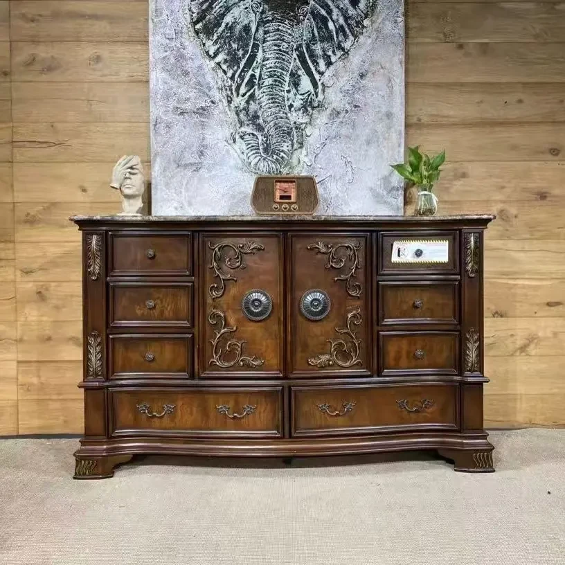 B9000-D美式妆台1670*490*1020拼花与雕刻繁复花纹与金属复古