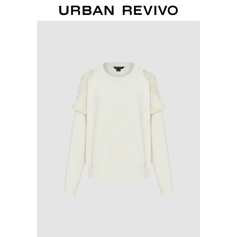 UR2025春季新品女装欧若风设计感流苏拼接超宽松卫衣UWH450007