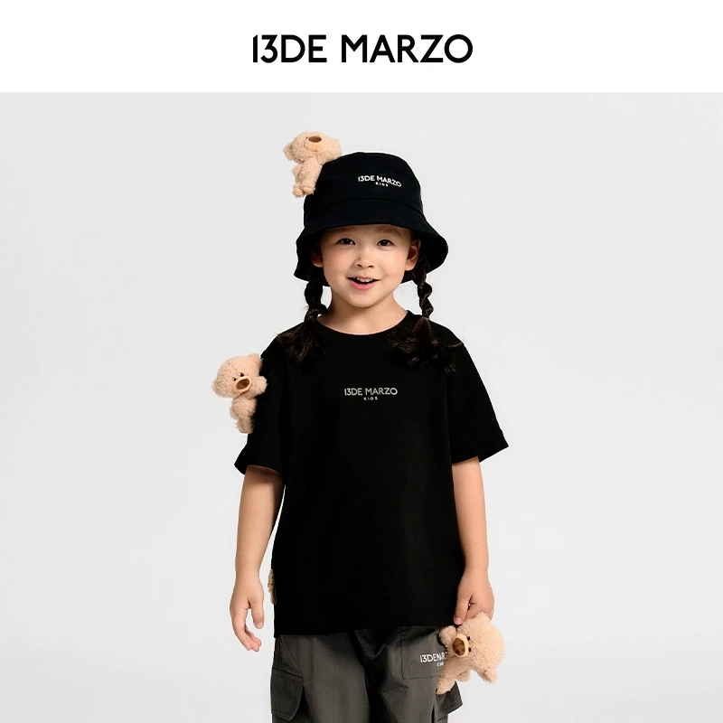 13DE MARZO童装 男女同款25早春新款基础短袖百搭时尚棉质儿童T恤