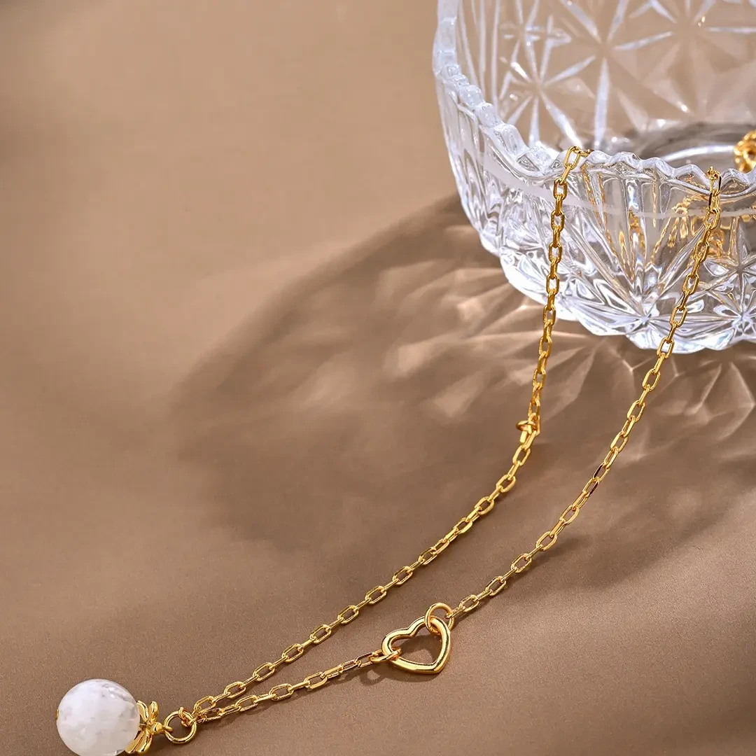 铜合金项链 小众红心吊坠锁骨链百搭简约项链