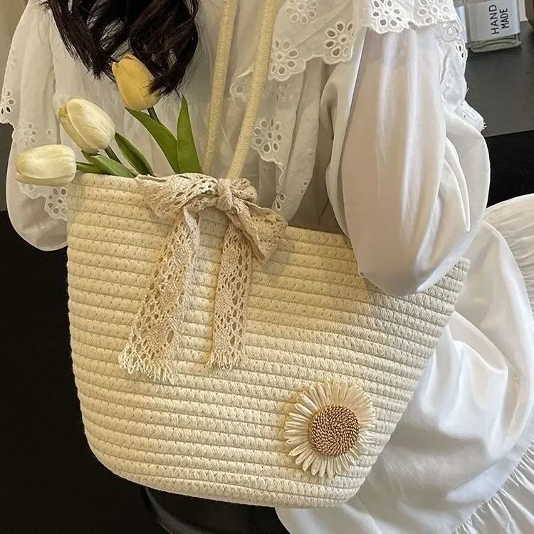 手工大容量百搭草编编织新款包包2025单肩沙滩度假手提编制女包