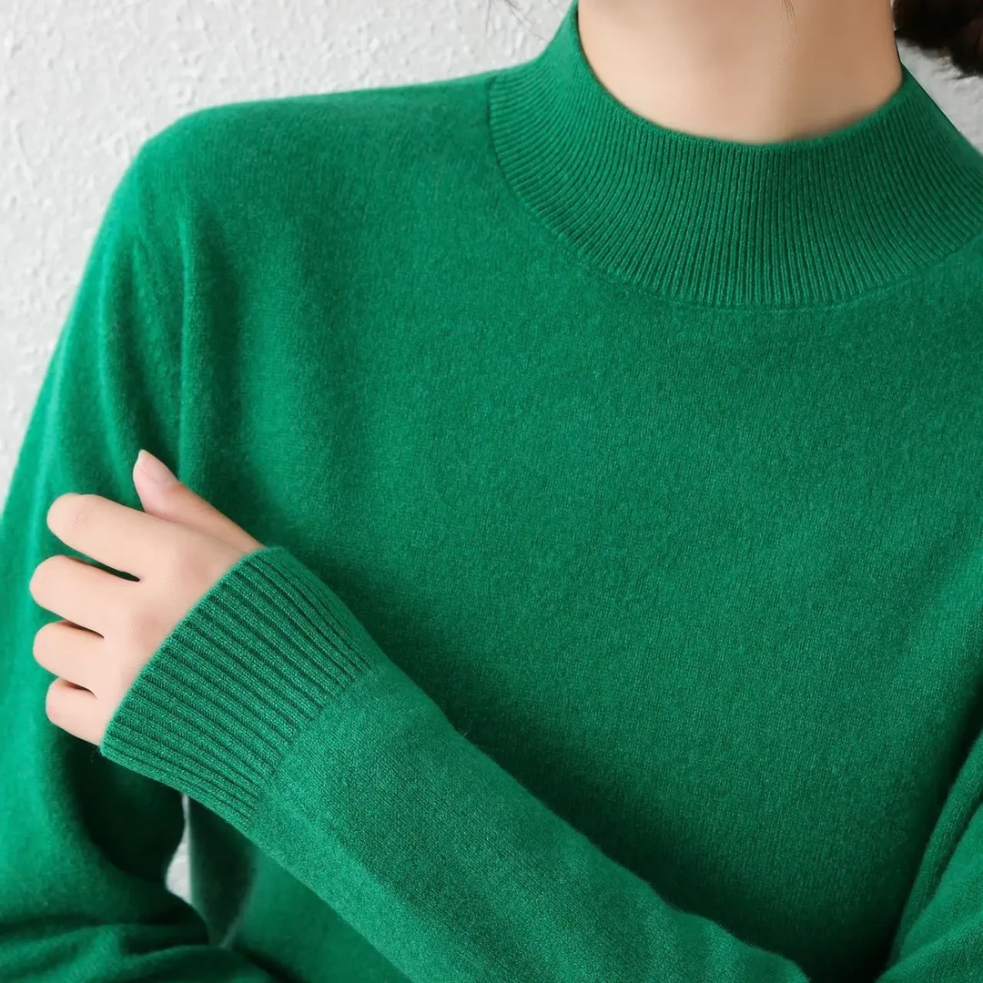 羊毛衫秋冬宽松衫纯色女款打底衫针织羊绒女女士内搭