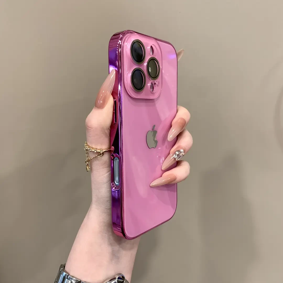 高级电镀玻璃镜头膜适用iPhone16手机壳15promax防摔手机壳苹果13