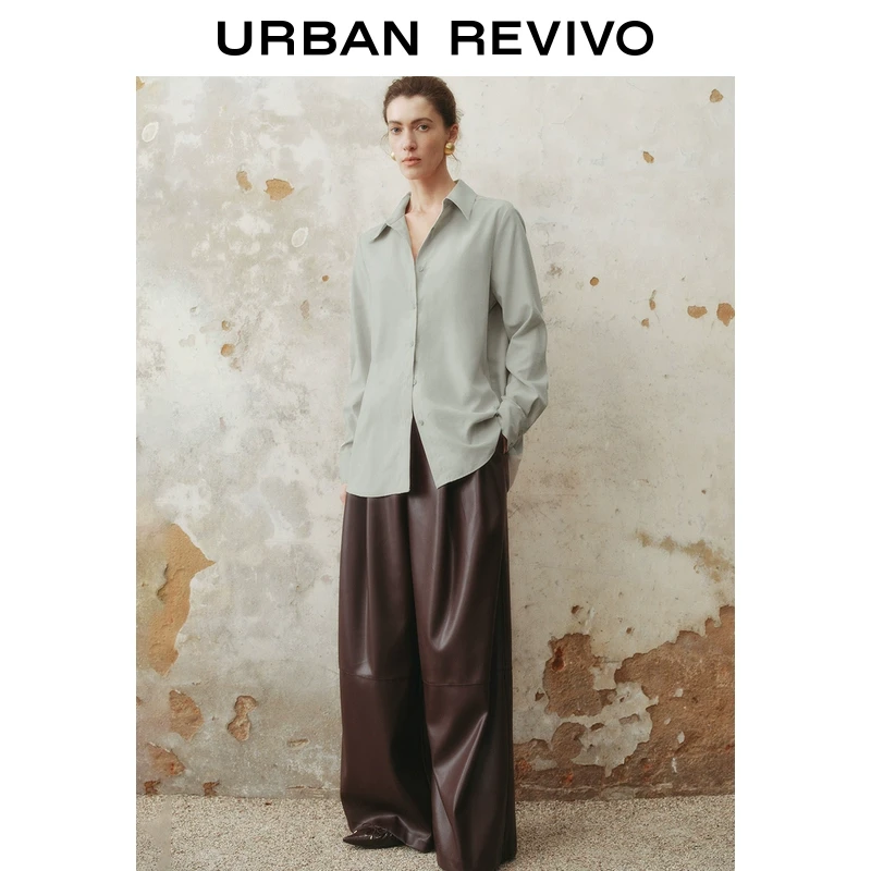 UR2025秋季新款女装轻通勤简约气质长袖开襟衬衫UWM250012