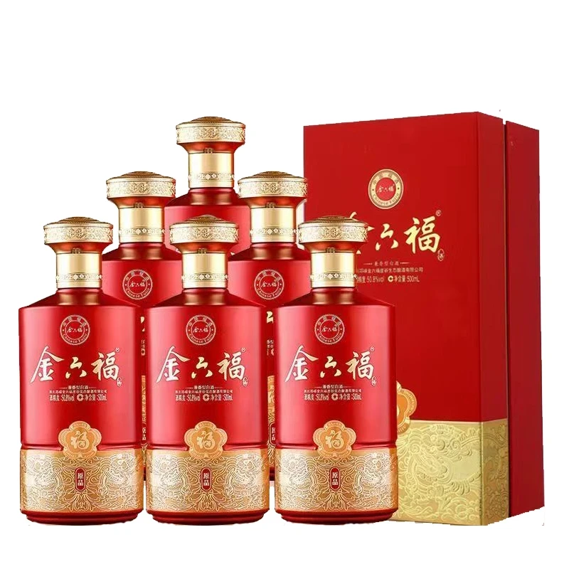 金六福原品婚宴寿宴送礼纯粮兼香优级整箱白酒50.8度 500ml*6