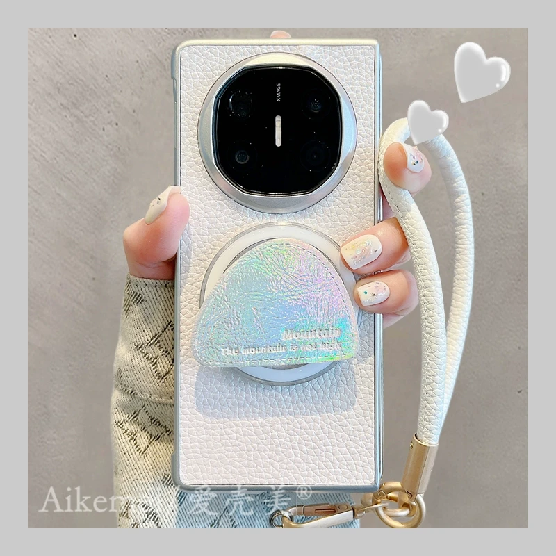 适用华为mateX6折叠屏手机壳MateX5典藏版荔枝皮纹matex3磁吸支架