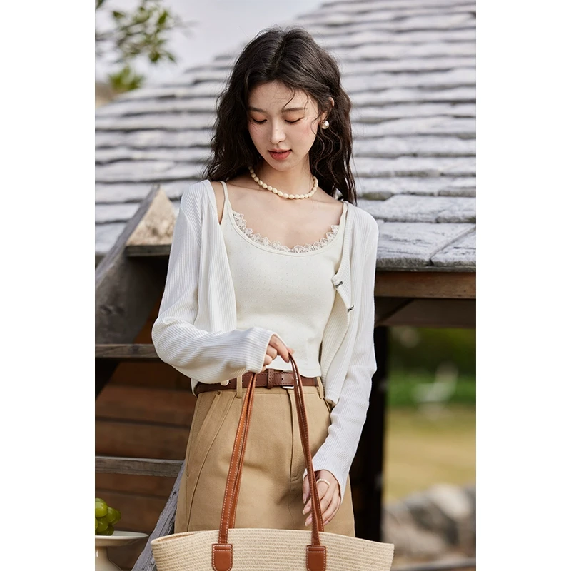 谜秀新品组/吊带洋气百搭内搭通勤衣服气质白色通勤女装春游出行