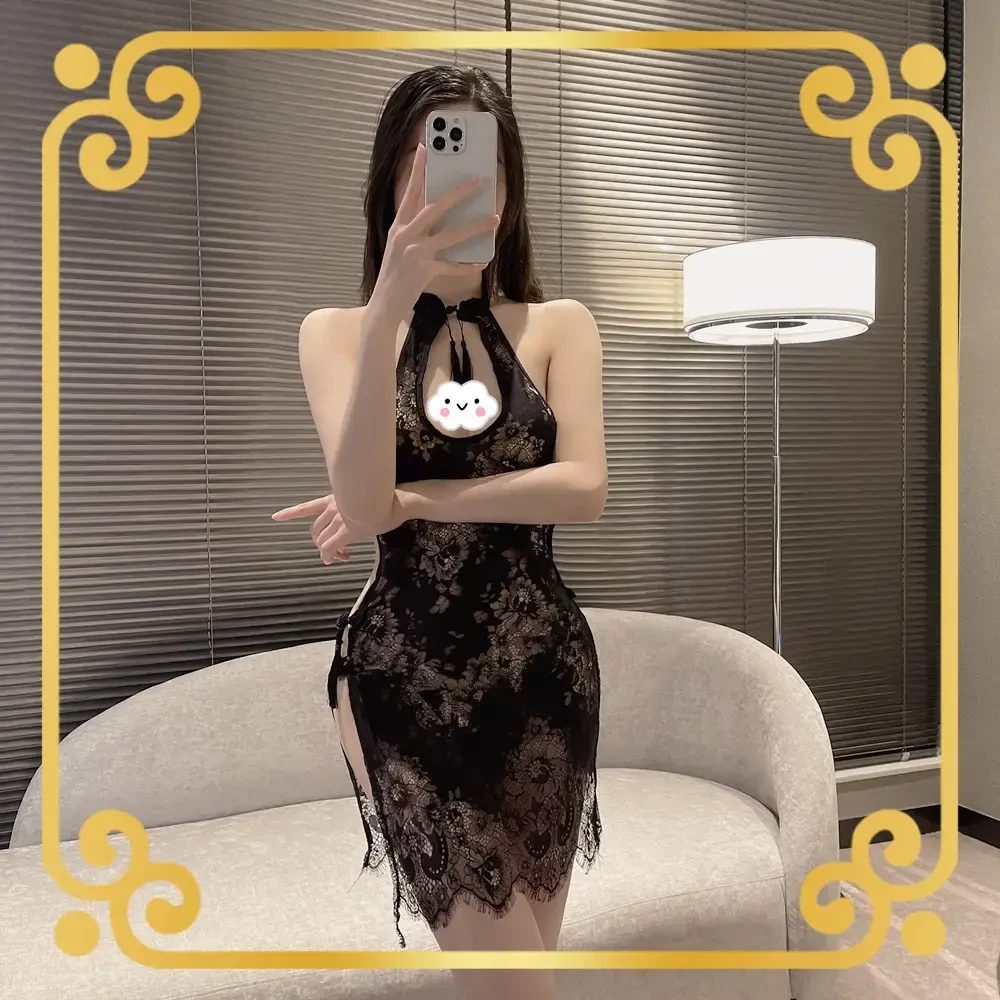 【户外】趣味睡衣冬季古典女蕾丝复古美人旗袍制服性