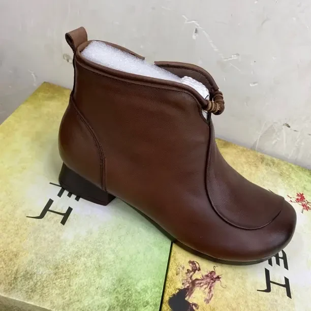 冬季新款真皮转云珠珠短靴加绒款