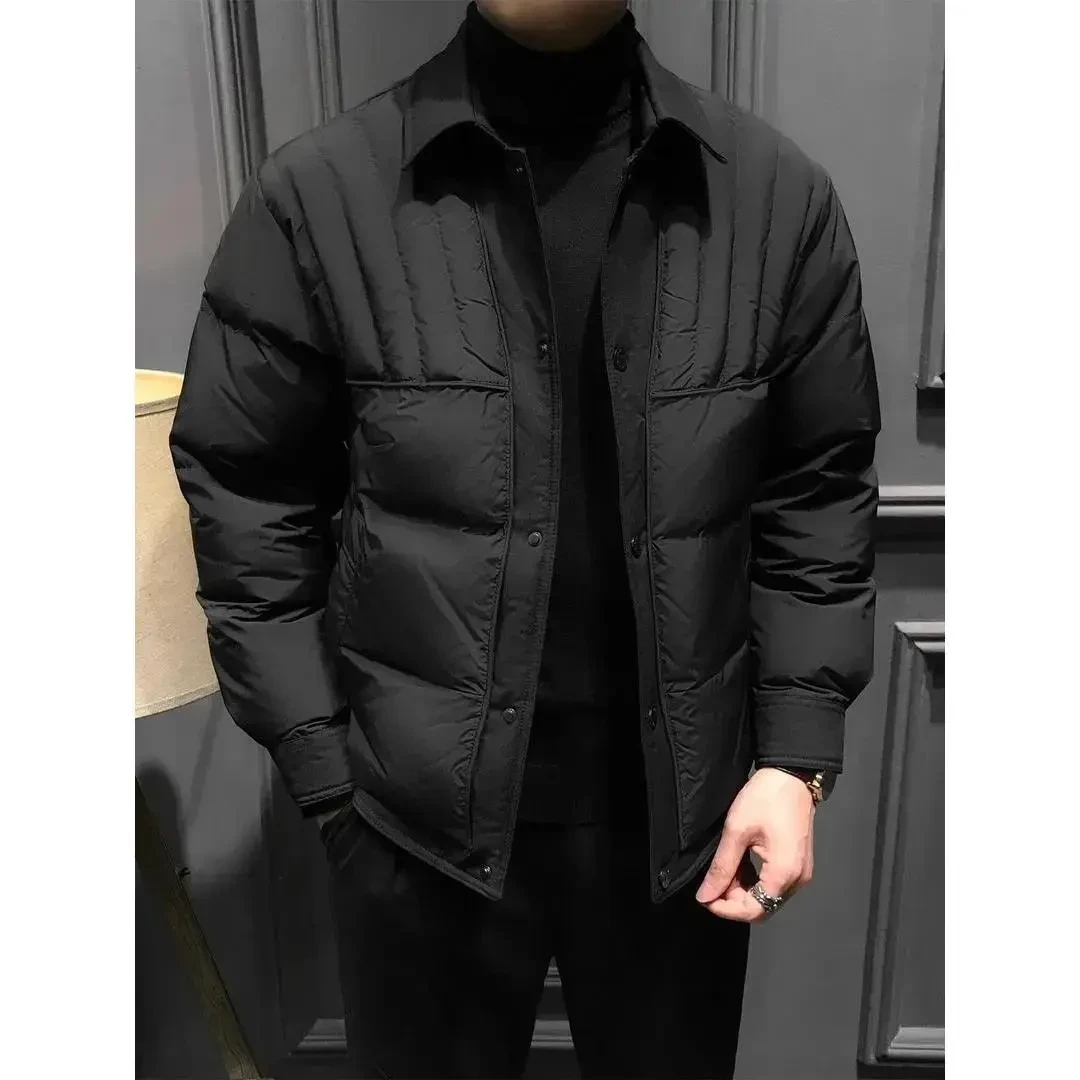 冬季高端男羽绒服夹克2025新款秋冬加厚保暖翻领外套爆款高级商务