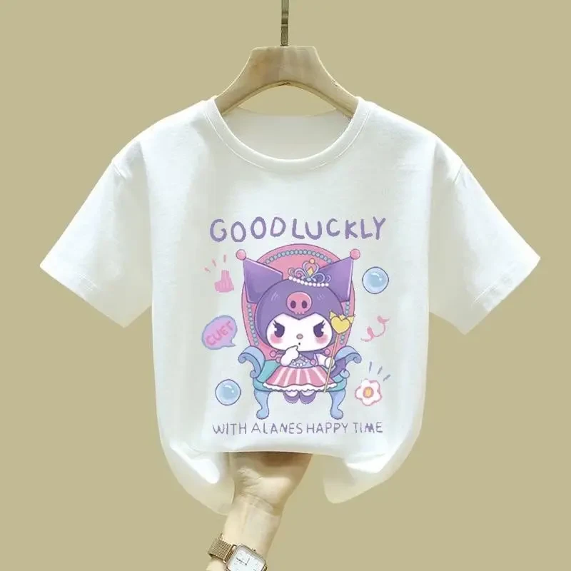 100儿童网红T恤宝宝2025洋气新款卡通中大童库洛米可爱风短袖衫