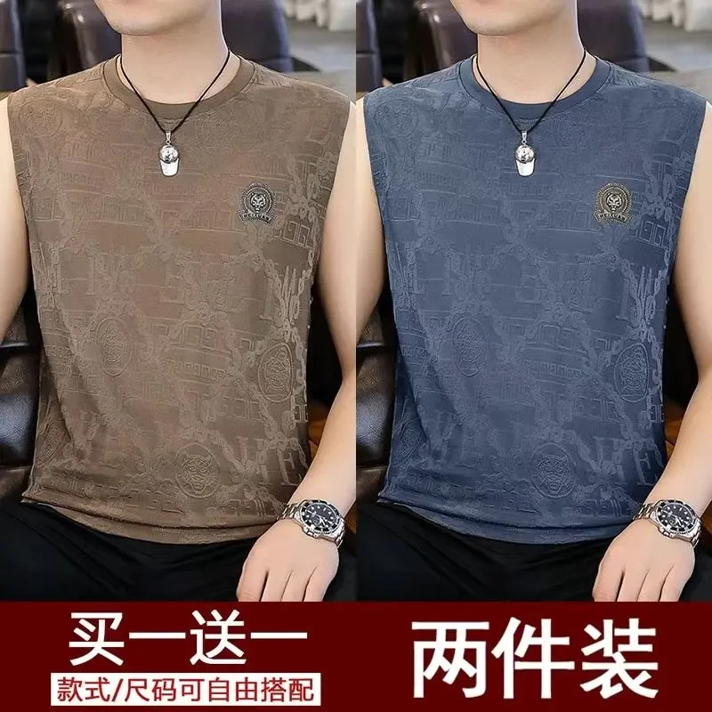 高级感男士网眼冰丝背心大码健身运动速干凉感跑步透气圆领无袖