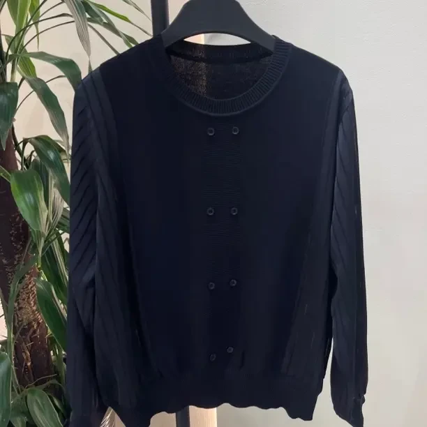 套头款衬衫袖女通勤常规毛针织衫秋季时尚气质圆领