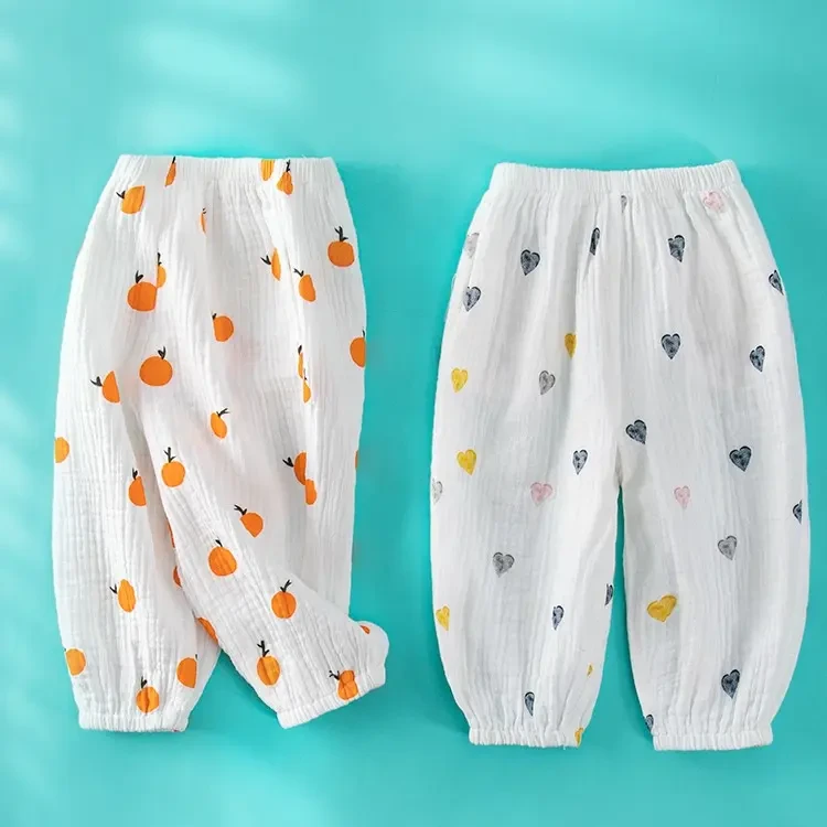 宝宝夏季防蚊裤儿童家居休闲灯笼裤薄款婴儿纯棉纱布空调长裤外穿