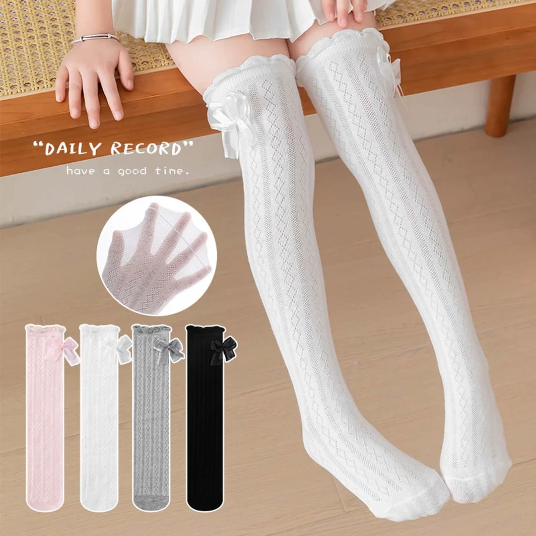 【多彩可选】蝴蝶结儿童中筒袜女童夏季薄款洛丽塔宝宝公主女孩儿k