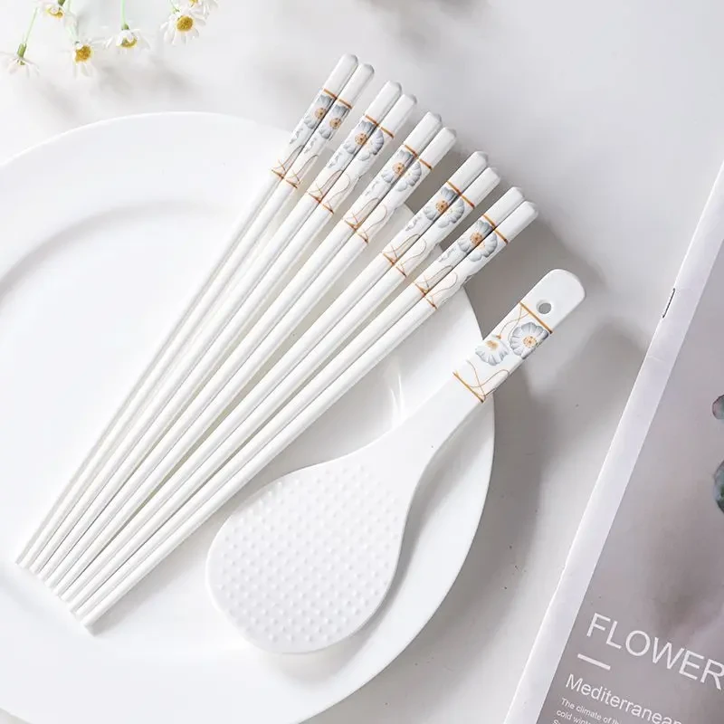 正宗陶瓷筷子中式防滑食品级抗菌防霉耐高温易清洗骨瓷高档餐具yi