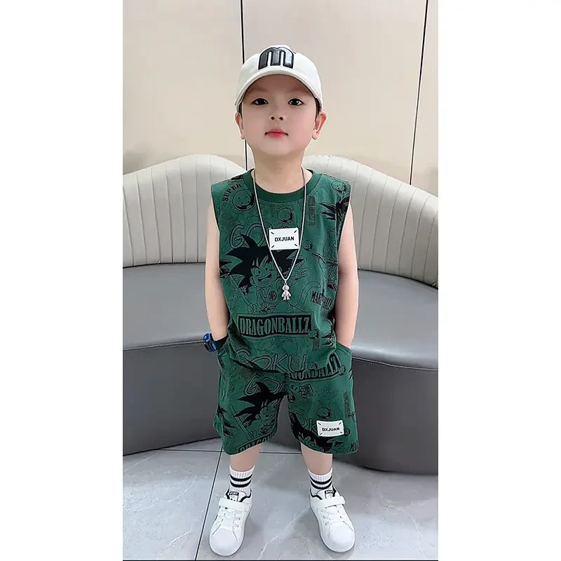 男童夏季套装薄款帅气韩版男孩中大童无袖背心两件套潮流时尚小童