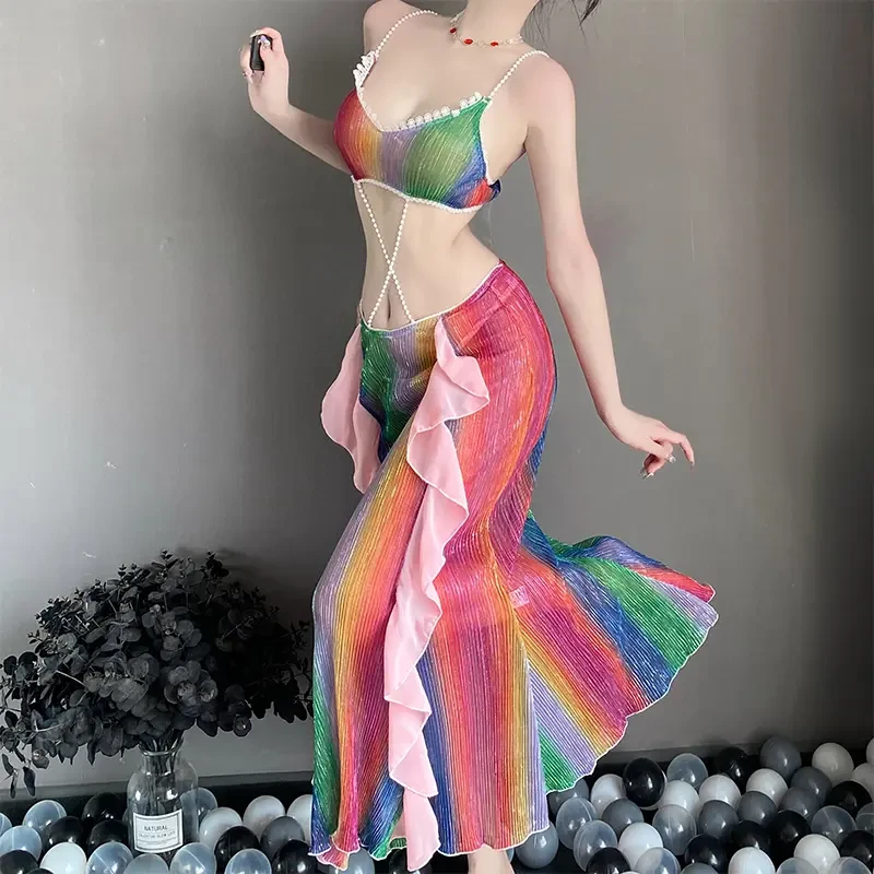 2025新款夏季薄款性感睡衣吊带高档长裙式诱惑纯欲风美背人鱼睡衣