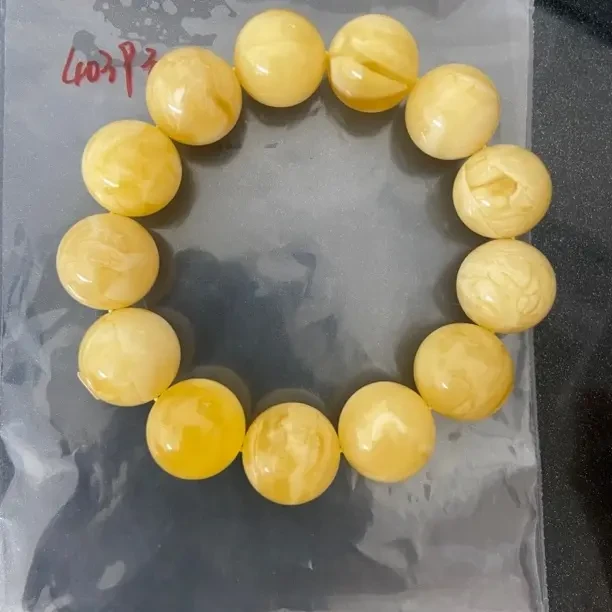 1天然原矿琥珀蜜蜡圆珠手串17➕