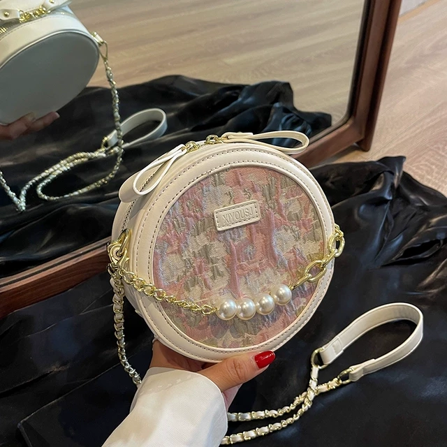 生日礼物女生小众包包女士新款2025潮夏季高级感小圆包百搭斜挎包