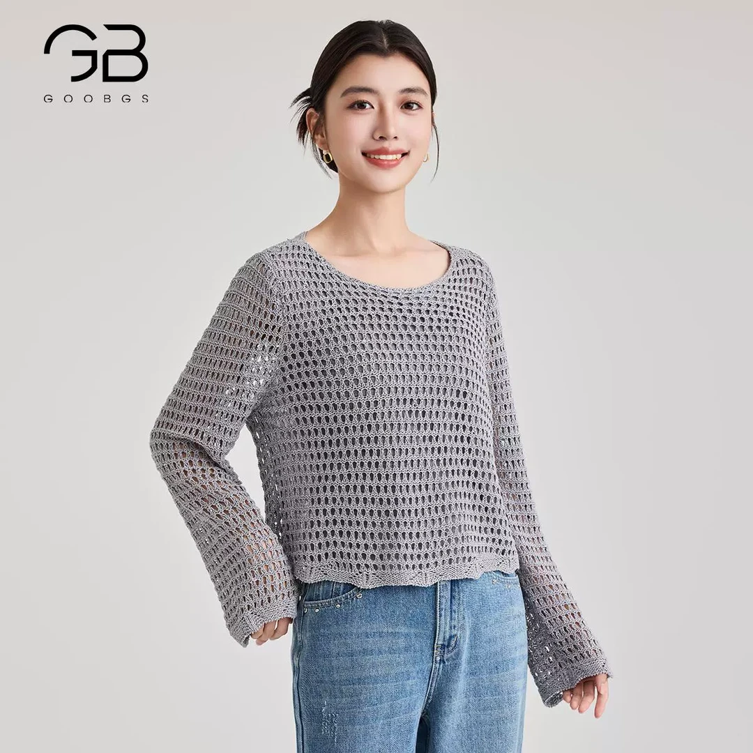 GOOBGS时尚气质宽松长袖罩衫上衣G5131047-6