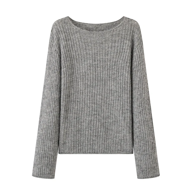 MM商场同款2025秋季新款落肩长袖百搭套头宽松针织衫女上衣2831