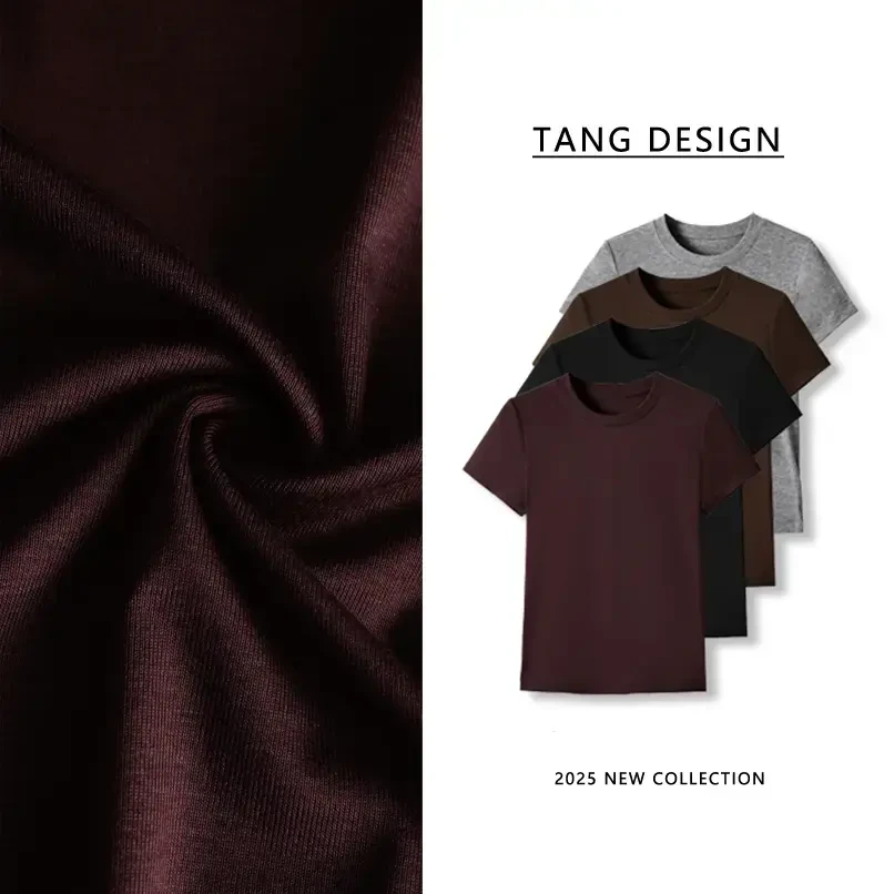 【素色丝语】莱赛尔短袖2025面膜T恤洋气休闲弹力气质速干夏季上衣