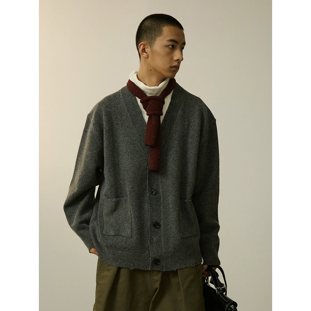 LR MADE 24AW 羊毛混纺保暖 微破坏 轻镂空纹 毛衣针织开衫外套