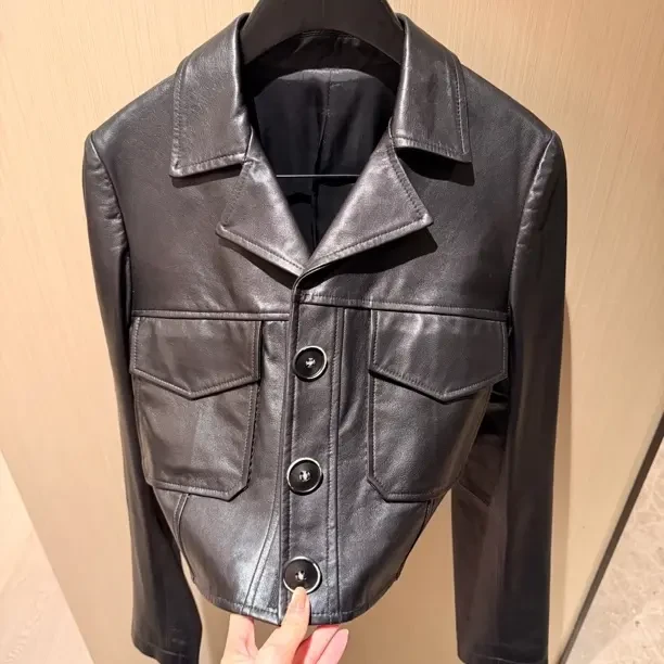 shixxya/高级时尚小羊皮夹克外套