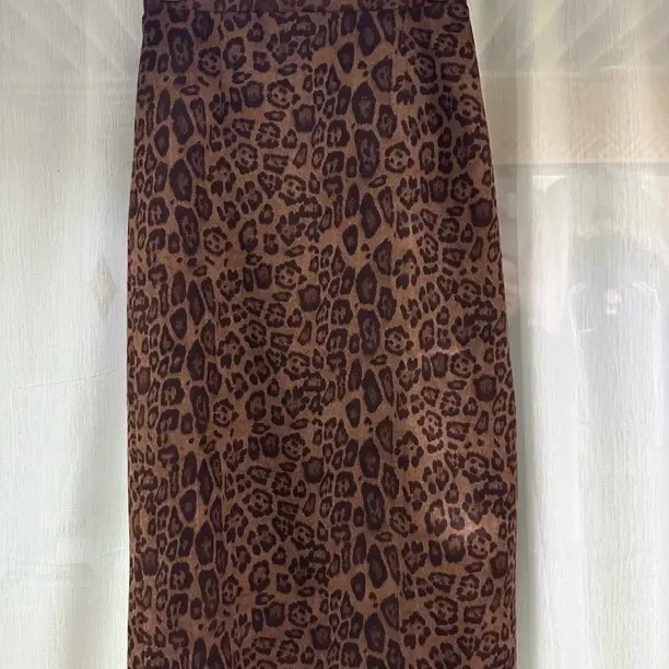 复古豹纹麂皮绒后开衩显瘦中长款半身裙时尚百搭